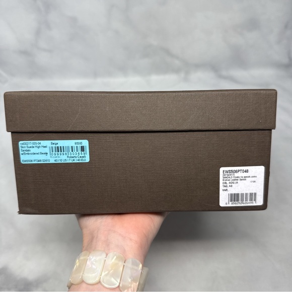 Roberto Cavalli Beaded Embellished T Strap Wooden Block Heel Sandals Bohemian 40 - Picture 14 of 16